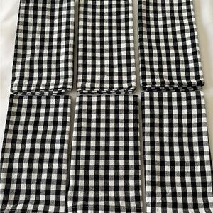DG Collections Gingham Checkered Napkins 100% Cotton Set Of 6 Black/White 18”